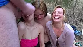 Three Naughty Chicks Ride Agent One By One Till He Cums