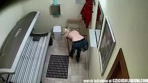 Blonde czech teen spied on in tanning bed solo 😏