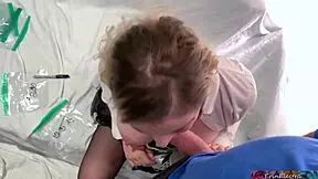 So, the stepson sneaks up on the maid. He nails her and cums on her cookies!