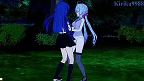 chris yukine, tsubasa kazanari, and maria cadenzavna eve explore steamy lesbian play in symphogear hentai