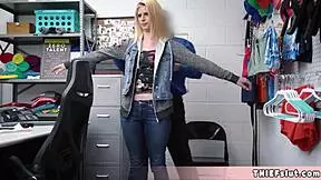 Madison, the cute blonde teen, keeps stealing from the shop despite warnings.
