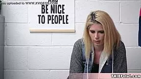 Madison, the cute blonde teen, keeps stealing from the shop despite warnings.