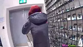 Amateur redhead sucks and fucks for free shopping!