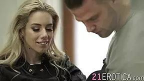 Gorgeous Blonde Teen 18+ Masters Footjob Skills on Friend