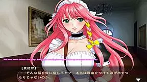 Maid-san Plays Boin Game with Big Tits Virgin Hentai Scene