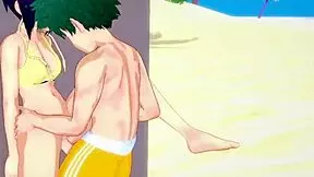 momo yaoyorozu and kyoka jiro and izuku midoriya intense sex - my hero academia hentai