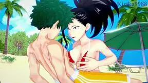 momo yaoyorozu and kyoka jiro and izuku midoriya intense sex - my hero academia hentai