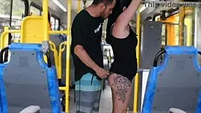 Absurd public bus action with a guy rubbing on a brunette until he finishes on her dress. That’s just wild and dirty!