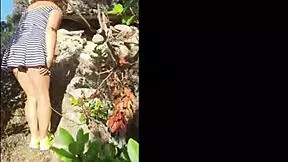 Yo, stepmom strips panties off and sucks cock amazingly on the beach!