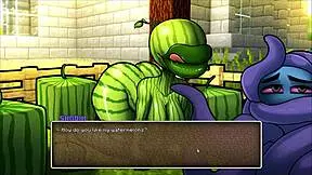 In Hornycraft parody, Steve is fucking that sexy watermelon with a cumshot