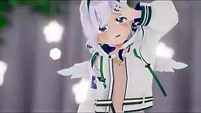 amane kanata undresses and dances sexily in hololive hentai mmd 3d dark green star