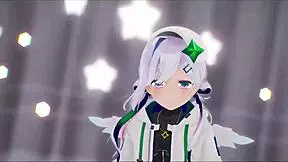 amane kanata undresses and dances sexily in hololive hentai mmd 3d dark green star