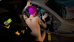 Sexy Punk Girl's Bald Ass Pussy Gets Fucked While Fixing Car!