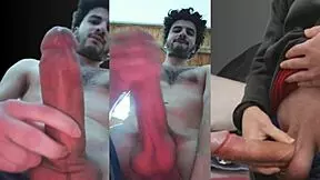 I jerk my huge cock and cum everywhere