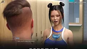 Busty young babe handjob and tit job in public college shower taboo university steam game 3d animated hentai game part 2