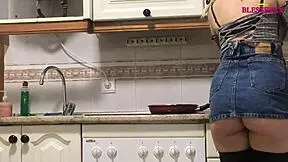 This kitchen slut craves a hard dick session