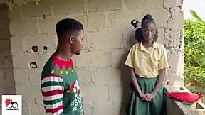 Sexy teen student gets caught masturbating bent over around the bush.