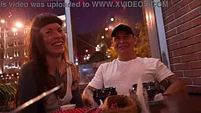 I sucked a guy's monster cock in a cafe, feeling excited, then he banged me at home.