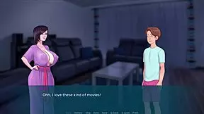 A MILF seduces with big boobs and gives a 3D blowjob