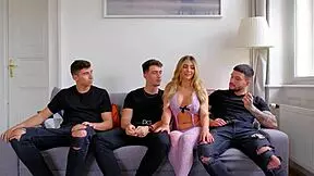 Muscular stud gets double penetration in hot gangbang scene