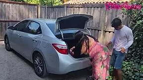 Stepmom Cougar Seduces Young Man for Outdoor Car Action