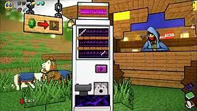 Hornycraft parody hentai game, ep 42, Mrechant pounded by a massive futanari cock in wild action