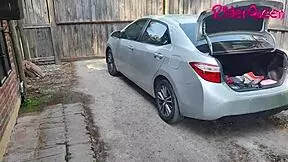 Stepmother seduces stepson in car