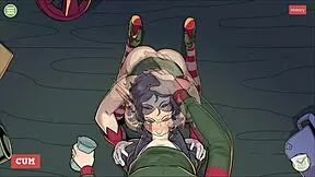 Claus Secret Surprise in Xmas Hentai Game Ep 5 with Femboy Covering Santa Elf Face