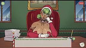 Claus Secret Surprise in Xmas Hentai Game Ep 5 with Femboy Covering Santa Elf Face