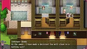 Confused Witch Strips in Men's Bathroom Hentai Game Scene