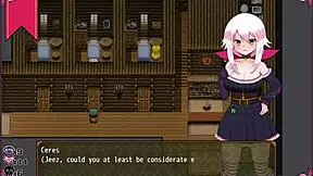 Confused Witch Strips in Men's Bathroom Hentai Game Scene