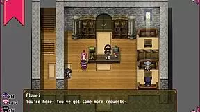 Confused Witch Strips in Men's Bathroom Hentai Game Scene