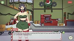 Claus Secret Surprise in Xmas Hentai Game Ep 5 with Femboy Covering Santa Elf Face
