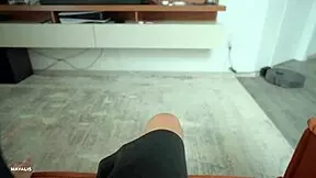 Skinny brunette in intense threesome