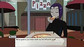 Raven's erotic night in Titans hentai