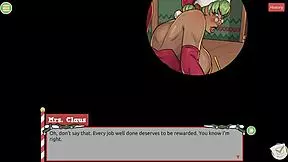 Mrs. Santa teases with underskirt and anal plug in secret Xmas hentai game episode 3!
