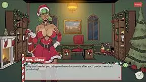 Mrs. Santa teases with underskirt and anal plug in secret Xmas hentai game episode 3!