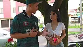 Damn, Big Cock Latino Slams Hot Petite Girl Outdoors!