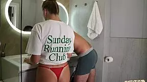 Hot hotel bathroom action video