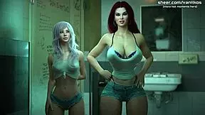 Hey, check this 18yo redhead teen in a wild public restroom threesome! 🔥