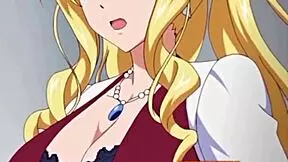 sexy teen with small tits moans softly while sucking monster cock in anime