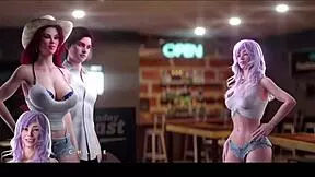 stepmother and step aunty enjoy bar fun in 3d hentai