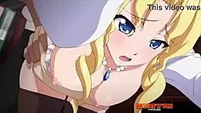 sexy teen with small tits moans softly while sucking monster cock in anime