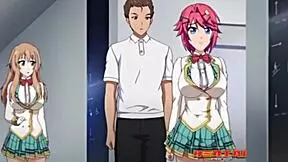 sexy teen with small tits moans softly while sucking monster cock in anime