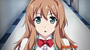 sexy teen with small tits moans softly while sucking monster cock in anime