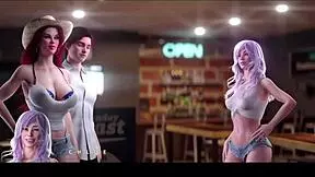 stepmother and step aunty enjoy bar fun in 3d hentai