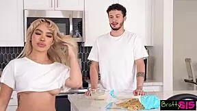 Stepbro's cum shower for petite blonde