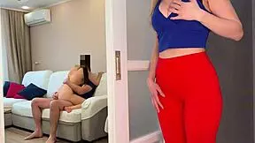 stepdaughter caught stepdad banging stepmom and got her tiny pussy pounded