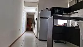 This young Latina teen gets fucked by the pizza delivery guy bent over.