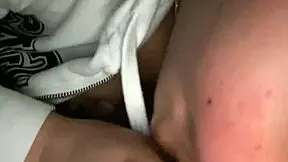 Big-chested teen in backseat action